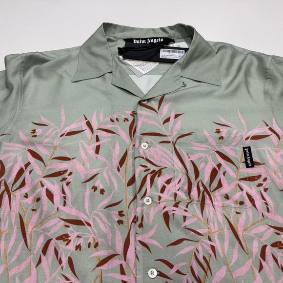 Palm Angels Mens Lagoon Bowling Shirt Mint Off White Size 52 (Large) MSRP $710 - Picture 4 of 12